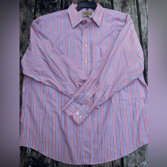 Roundtree & Yorke Gold Label Non Iron Mens Long Sleeve Button Down Shirt XL - Picture 4 of 5